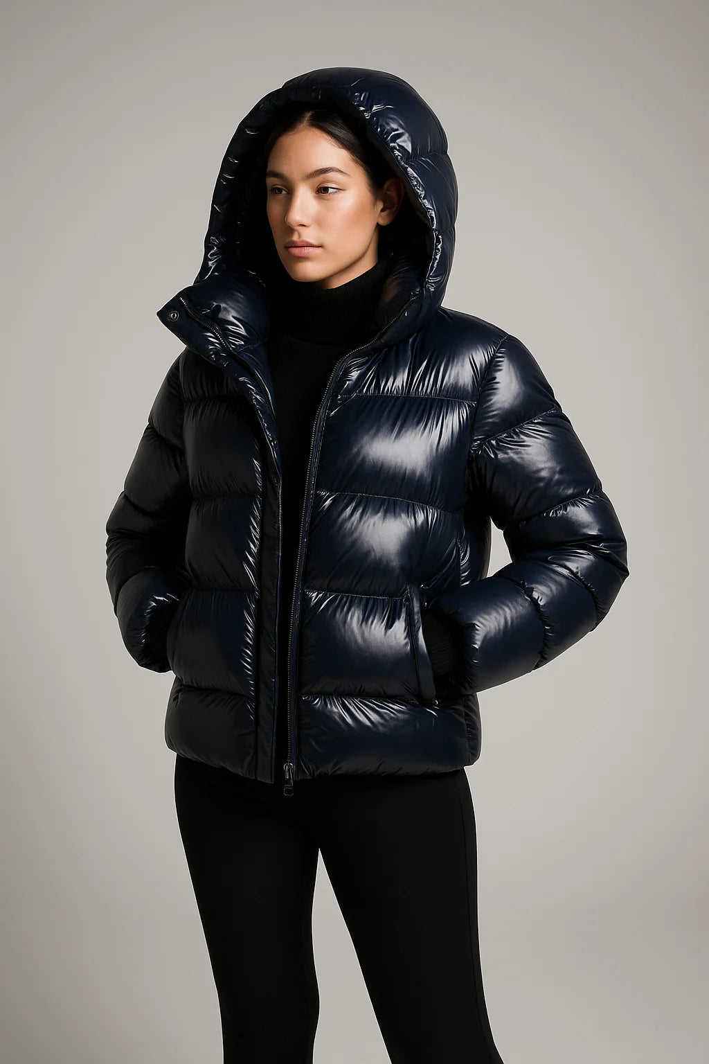 Quilted Jacket for Women | Oversized Hood, Glossy Finish | Winter 4