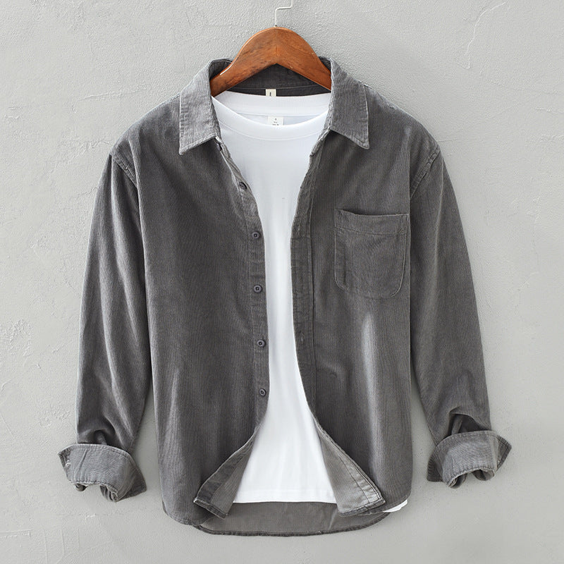 Retro Cord Shirt for Men | Classic Fit | Gray