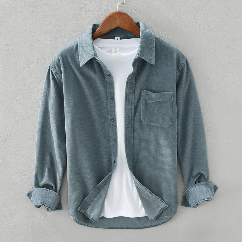 Retro Cord Shirt for Men | Classic Fit | Light blue
