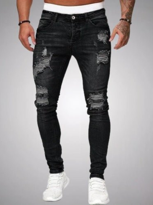 Ripped Jeans for Men | Slim Fit | Black