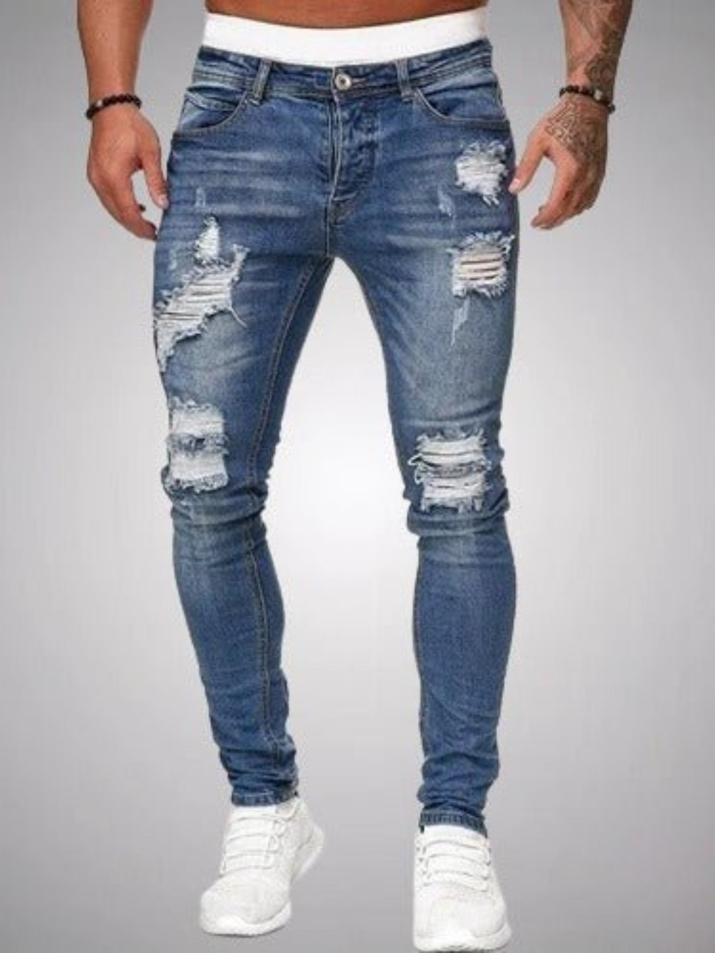 Ripped Jeans for Men | Slim Fit | Blue