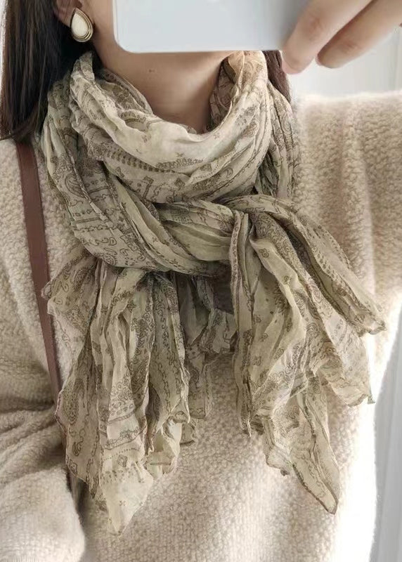 Scarf for Women | Lightweight, Wrinkled Print | Beige