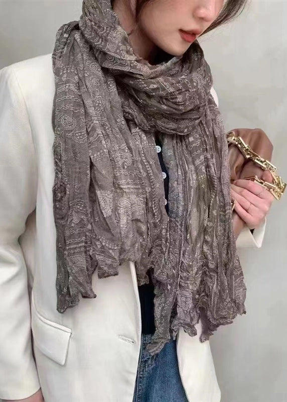 Scarf for Women | Lightweight, Wrinkled Print | Coffee