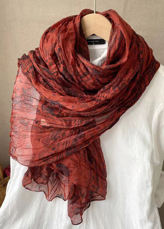 Scarf for Women | Lightweight, Wrinkled Print | Red