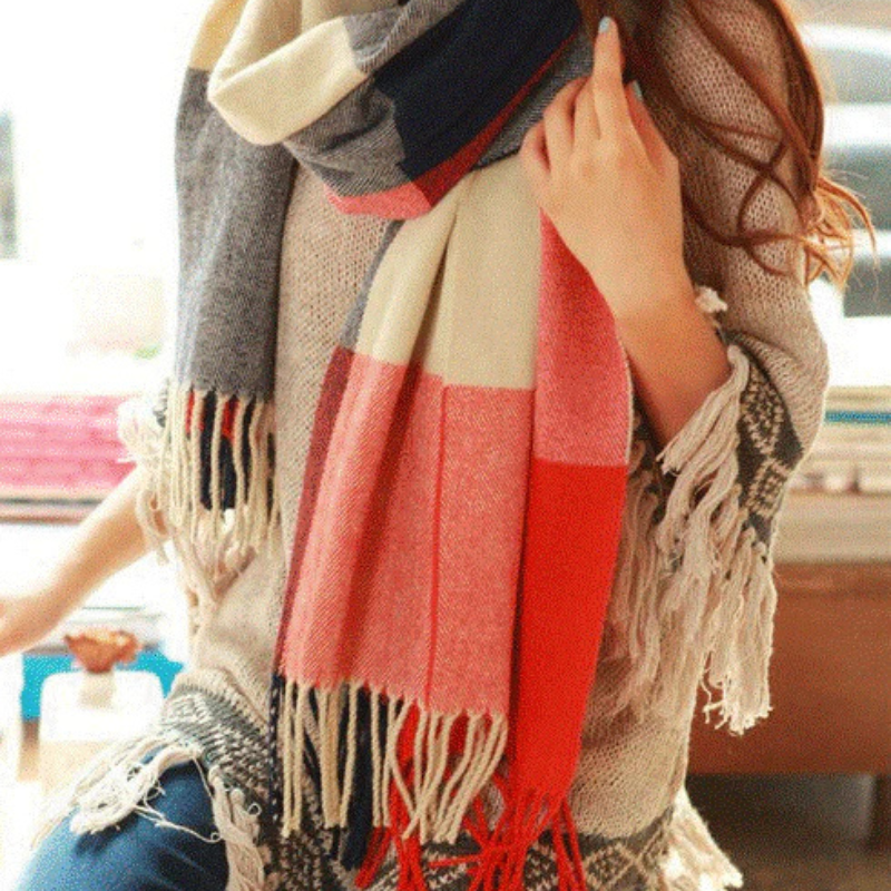 Scarf for Women | Soft Diamond Pattern | Winter | Red Pink