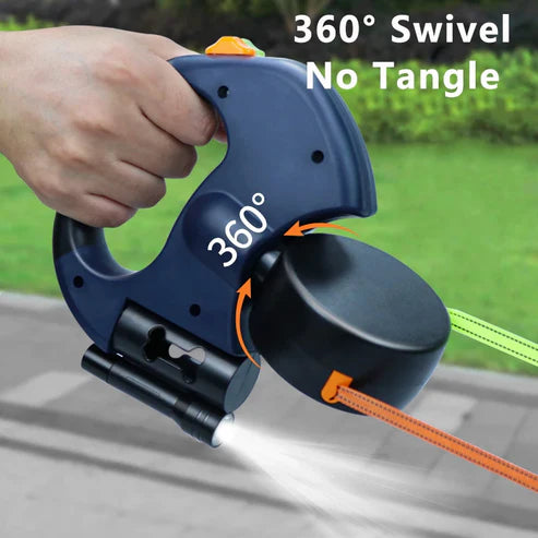 Retractable Dual Dog Leash – No-Tangle, LED Light & Reflective Leads