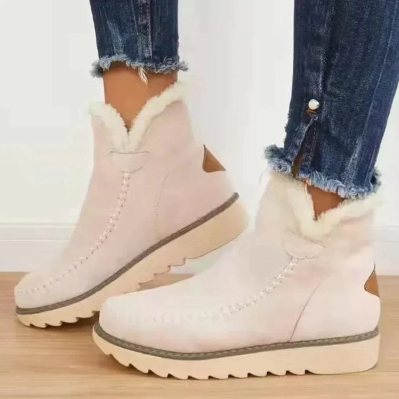 Sheepskin Boots for Women | Non-Slip Rubber Sole | Beige