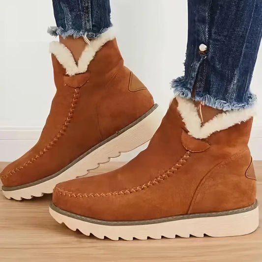 Sheepskin Boots for Women | Non-Slip Rubber Sole | Brown