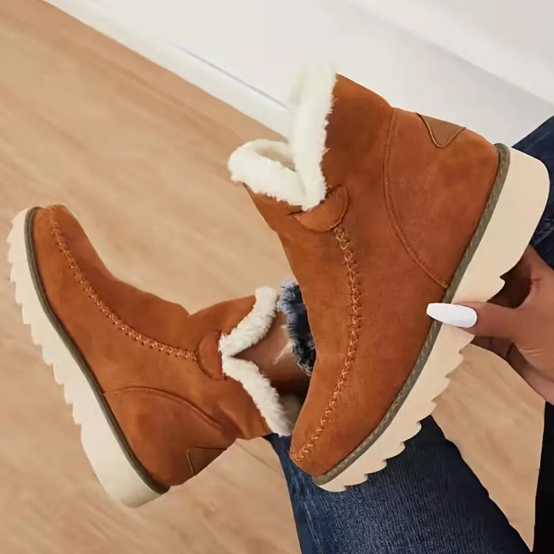 Sheepskin Boots for Women | Non-Slip Rubber Sole | Brown1
