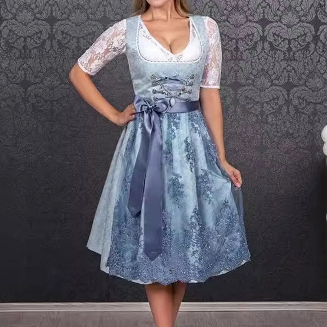 Short Sleeve Dirndl Dress | Oktoberfest Outfit | Light Blue