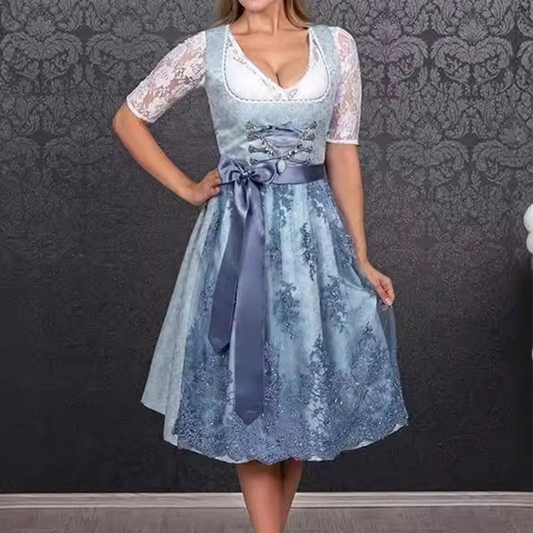 Short Sleeve Dirndl Dress | Oktoberfest Outfit | Light Blue