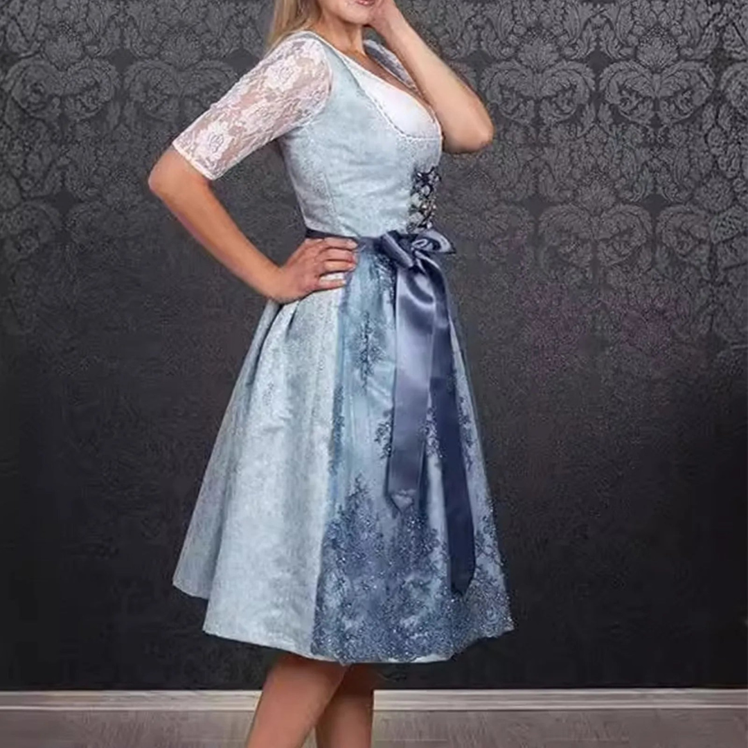 Short Sleeve Dirndl Dress | Oktoberfest Outfit | Light Blue1