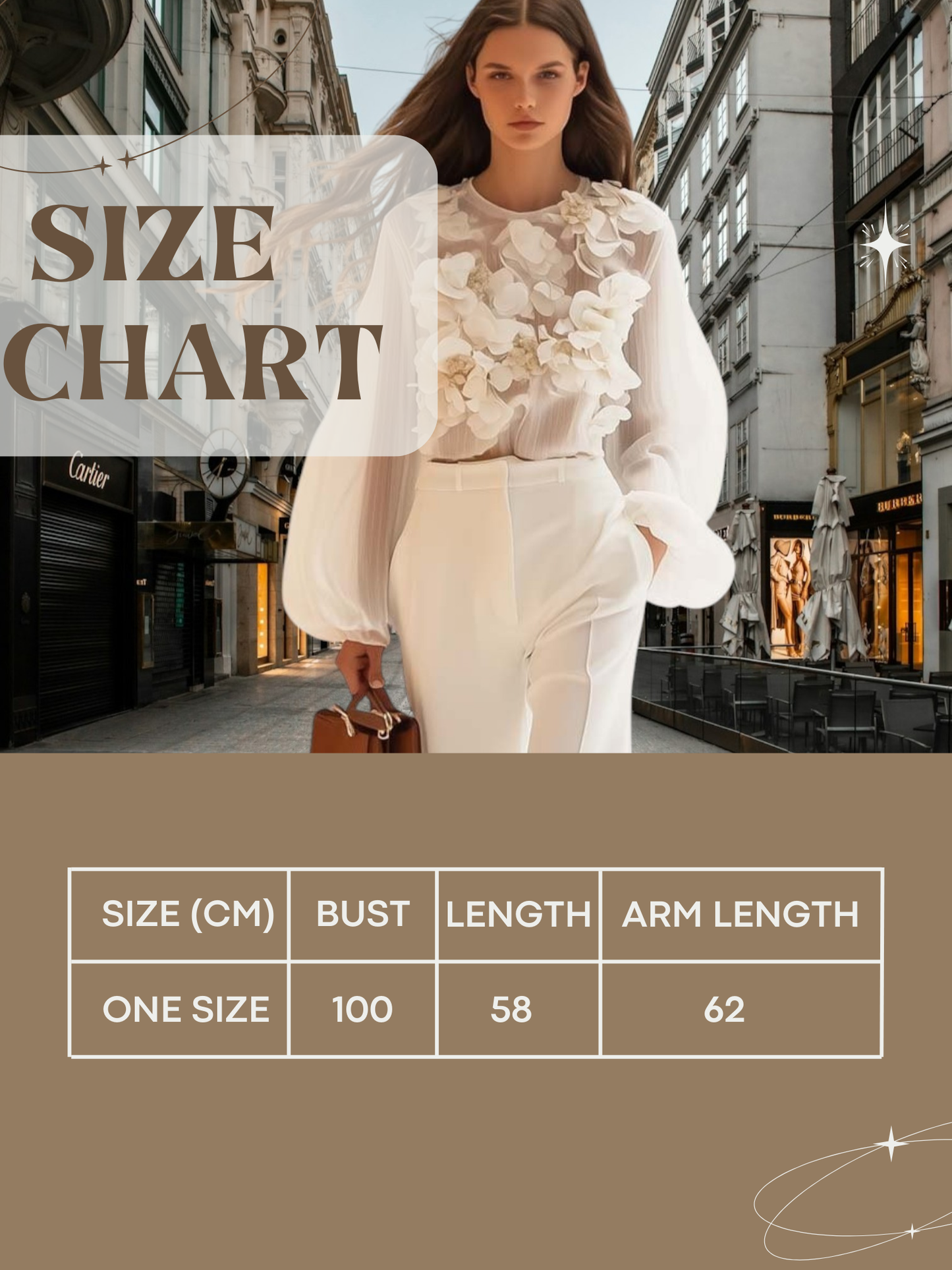 Jora | Elegant Women's Beige Chiffon Top with 3D Floral Pattern and Loose Fit