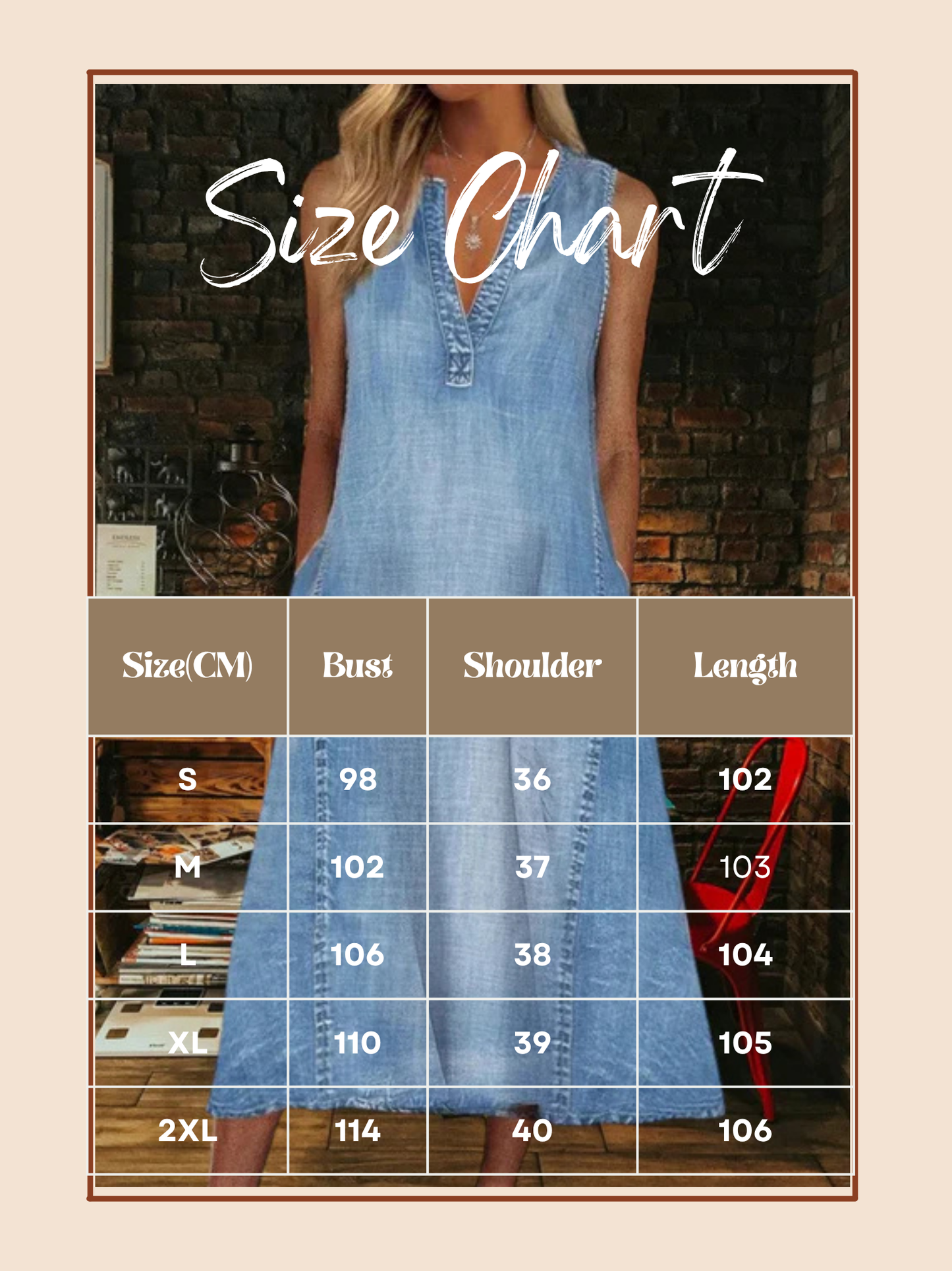Malou | Elegant Women's Summer Dress in Soft Denim with V-Neck and Sleeveless Design
