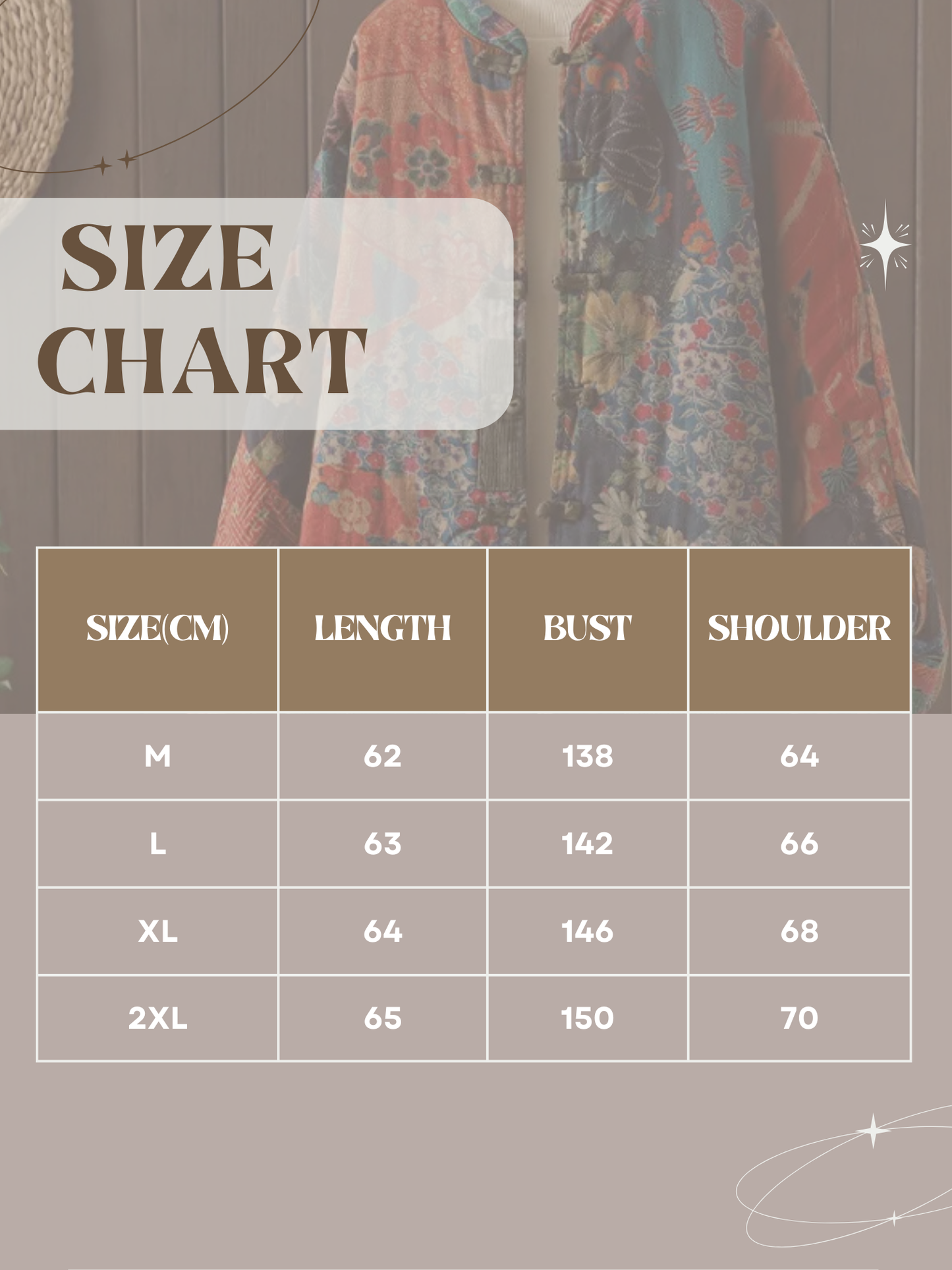 Vintage Coat for Women | Loose Fit, Button Print