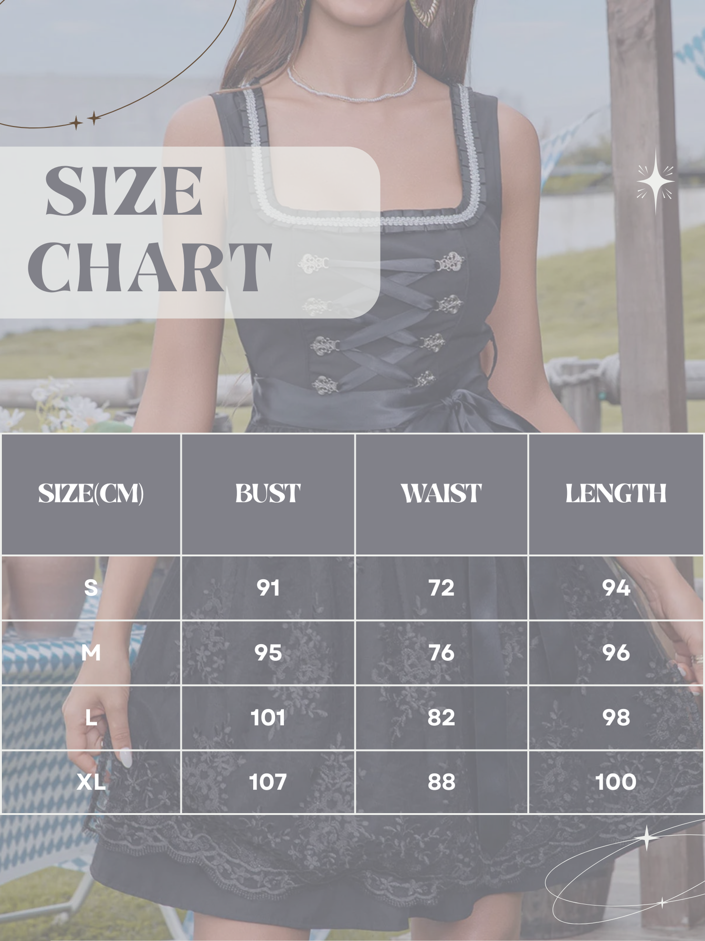Knee-Length Dirndl Dress | Traditional Style | Oktoberfest
