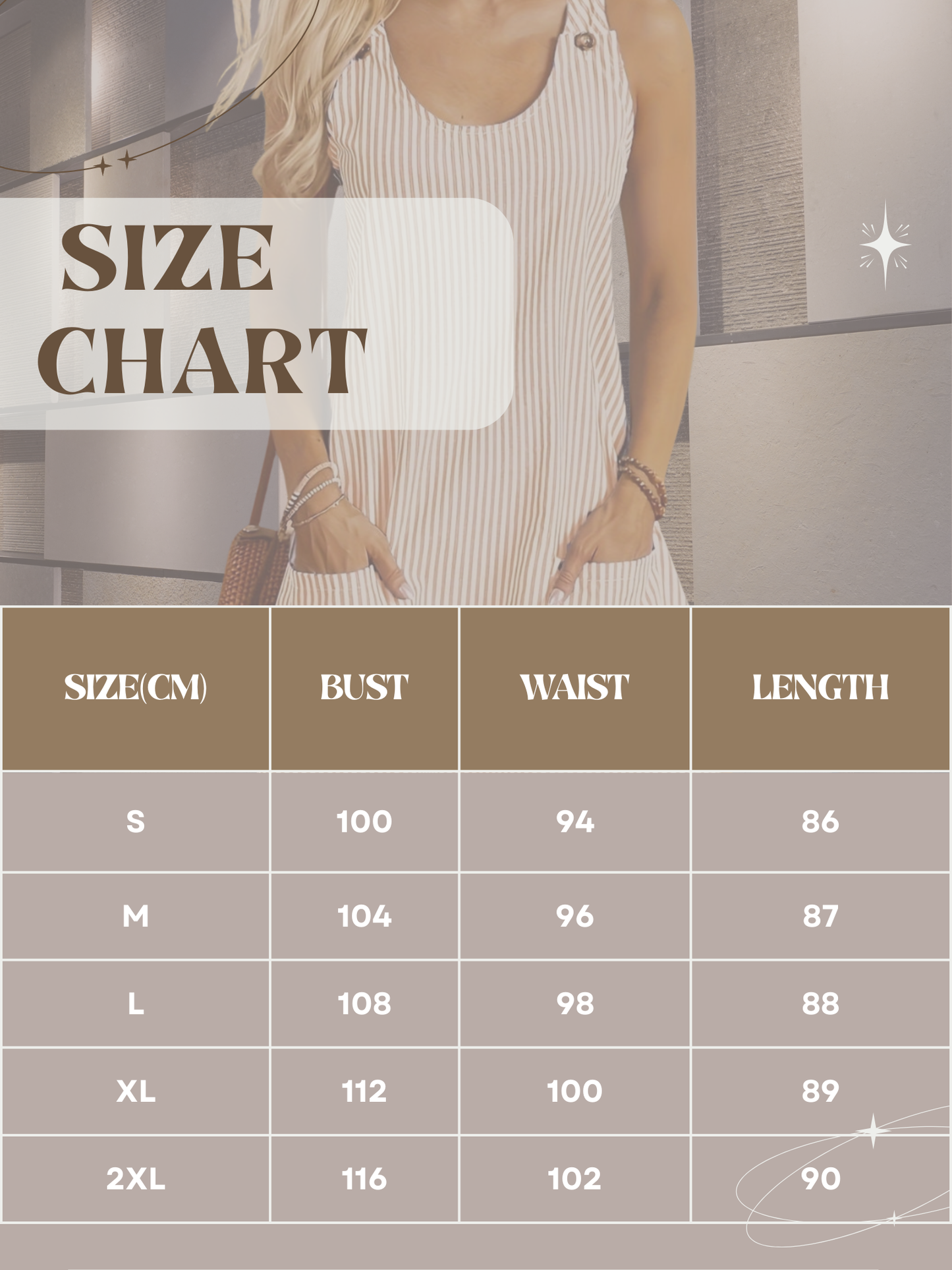 Sleeveless Striped Summer Dress for Women with Side Pockets