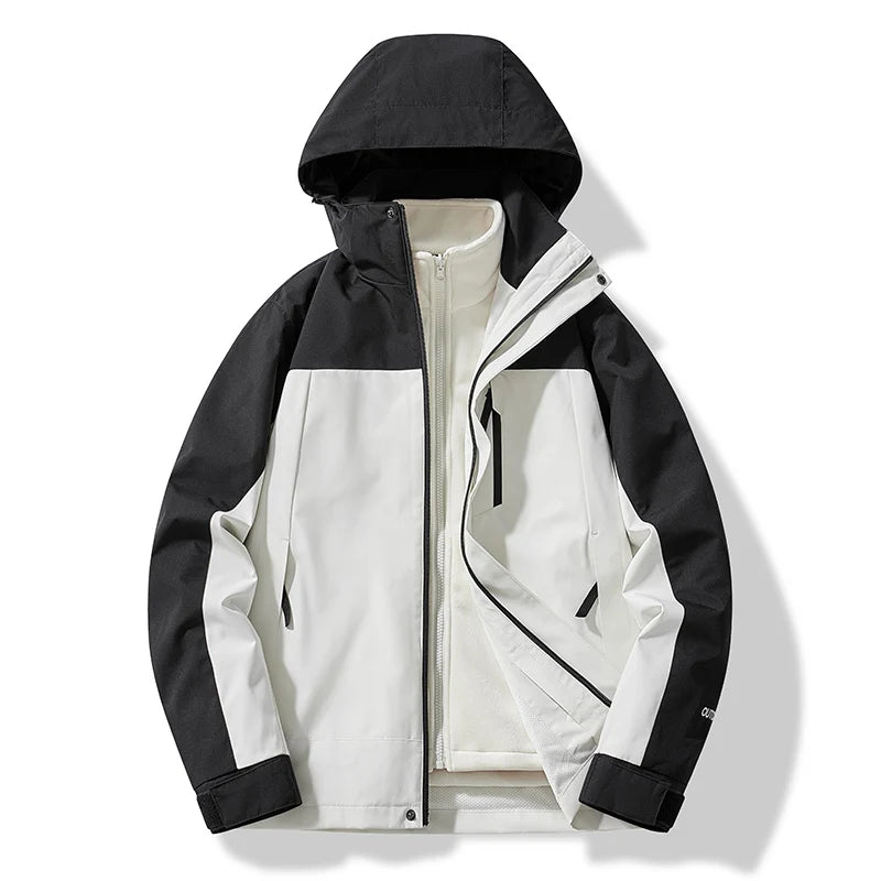 Ski Jacket Hooded for Men, Water-Resistant | Winter | Black/White