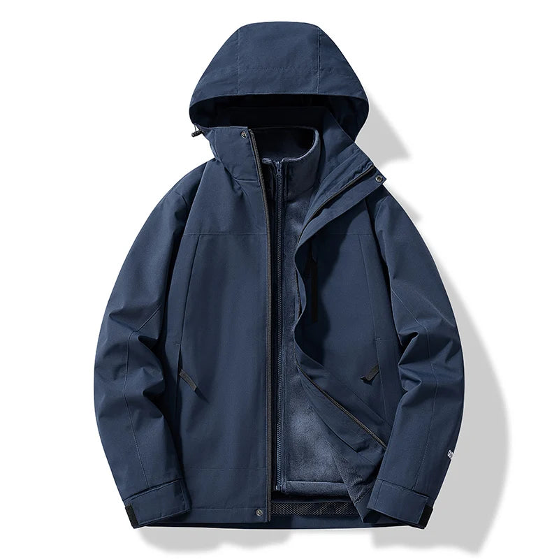 Ski Jacket Hooded for Men, Water-Resistant | Winter | Dark Blue