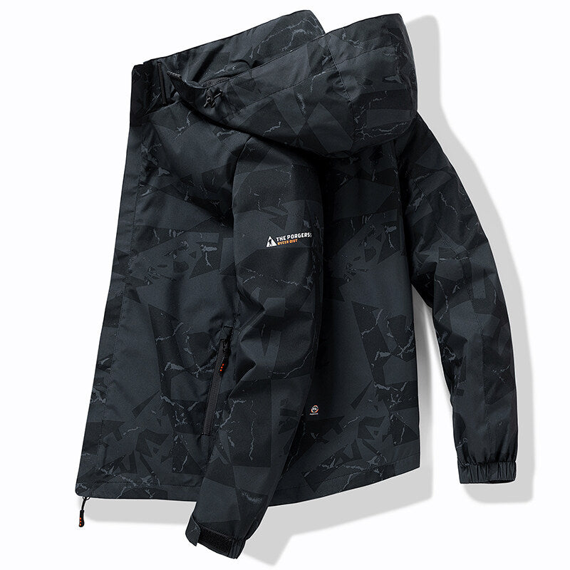 Ski Jacket for Men Hooded Water-Resistant | Modern Fit | Black