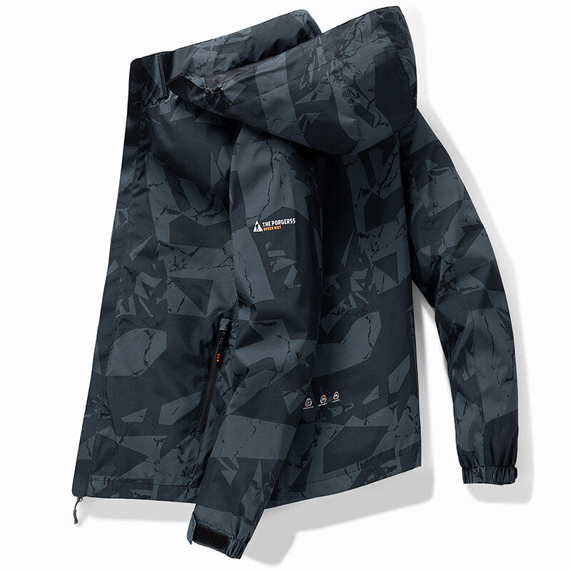 Ski Jacket for Men Hooded Water-Resistant | Modern Fit | Gray