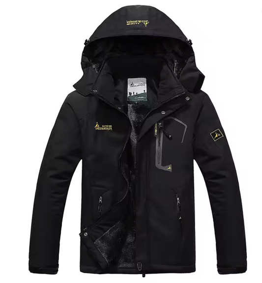 Ski Jacket for Men | Hooded, Water-Resistant | Winter | Black