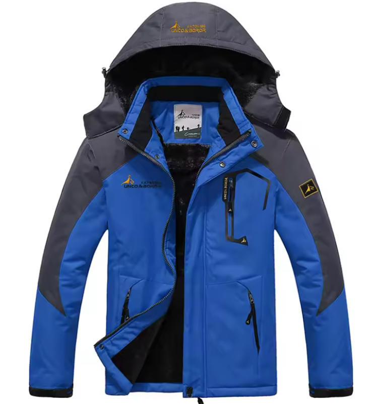 Ski Jacket for Men | Hooded, Water-Resistant | Winter | Blue