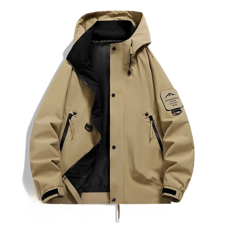 Ski Jacket for Men | Hooded, Wind-Resistant | Khaki