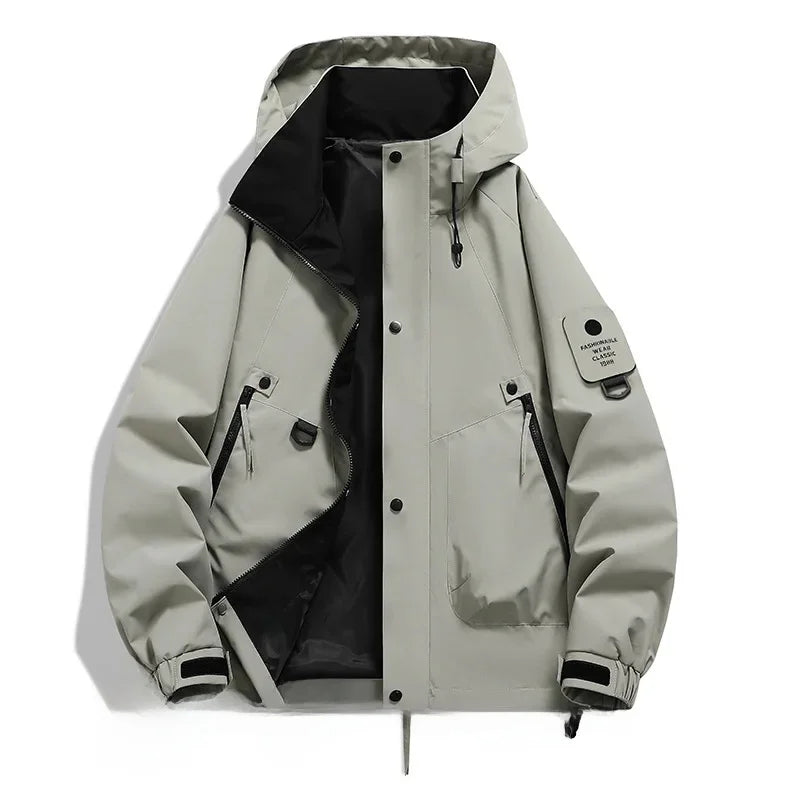 Ski Jacket for Men | Hooded, Wind-Resistant | Light gray