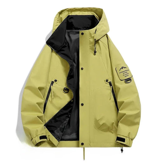 Ski Jacket for Men | Hooded, Wind-Resistant | Mustard