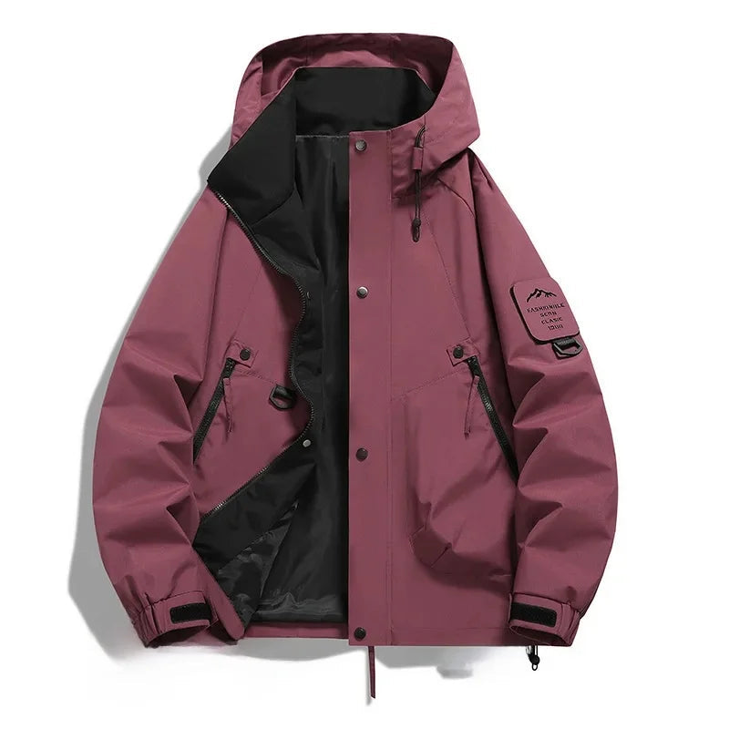 Ski Jacket for Men | Hooded, Wind-Resistant | Red
