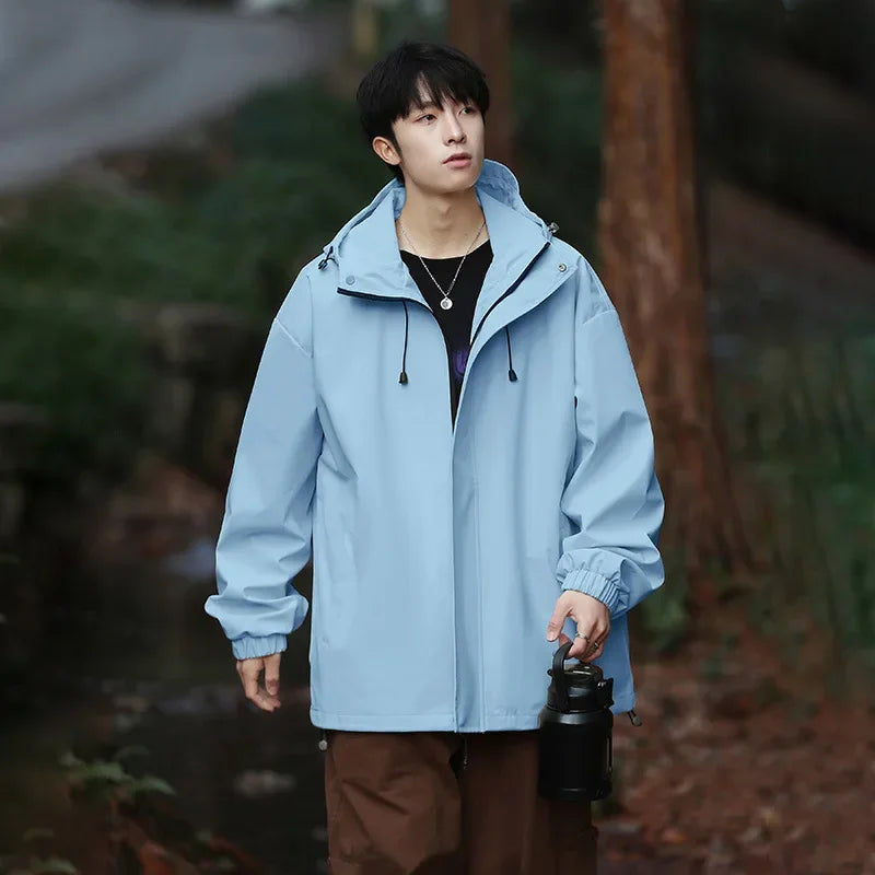 Ski Jacket for Men Oversized Hooded | Winter Feature | Light Blue