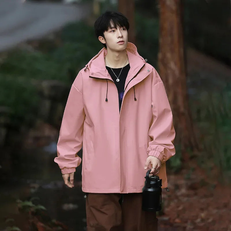 Ski Jacket for Men Oversized Hooded | Winter Feature | Pink