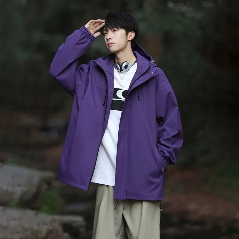 Ski Jacket for Men Oversized Hooded | Winter Feature | Purple