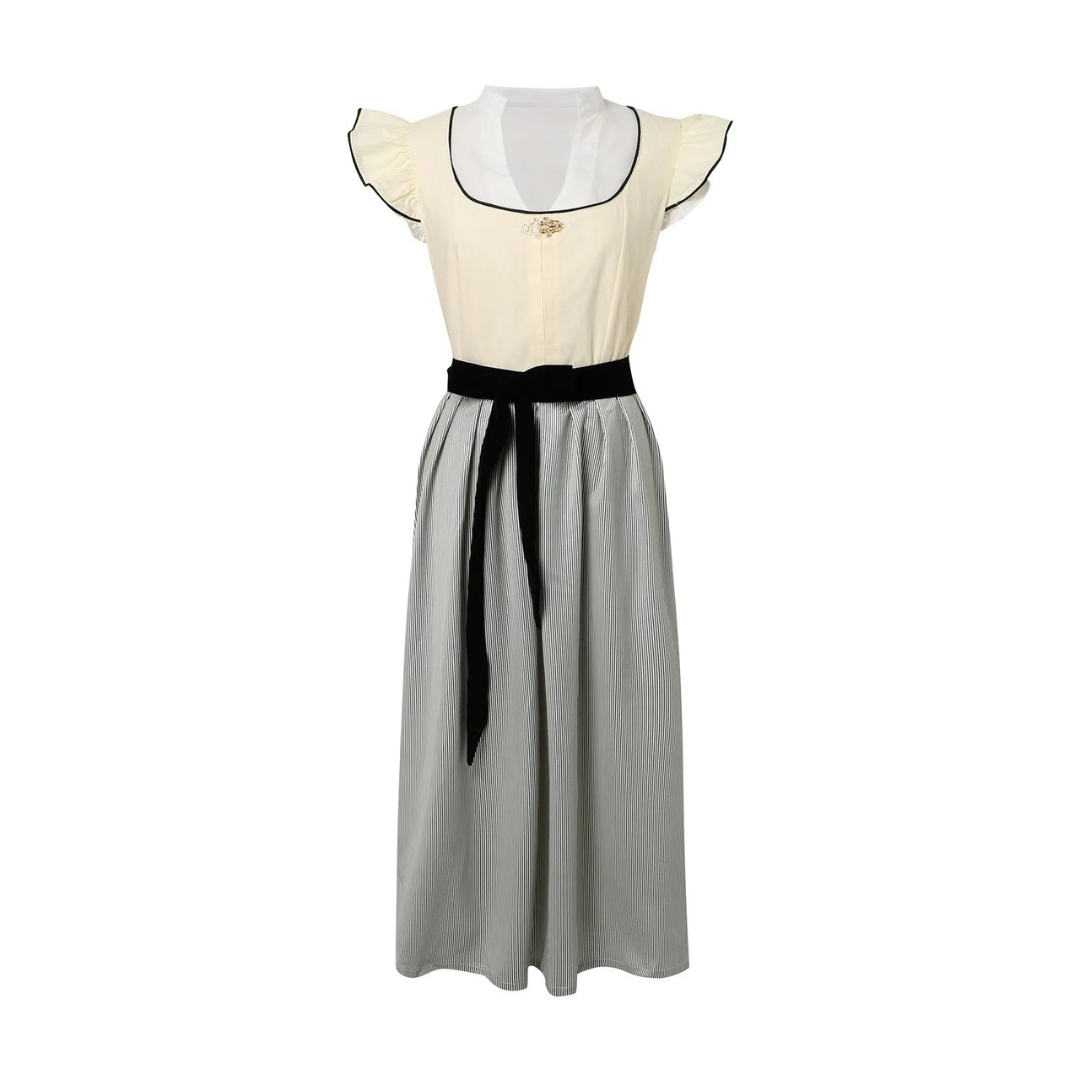 Sleeveless, Ruffled Midi Dress | Oktoberfest Outfit | Beige1