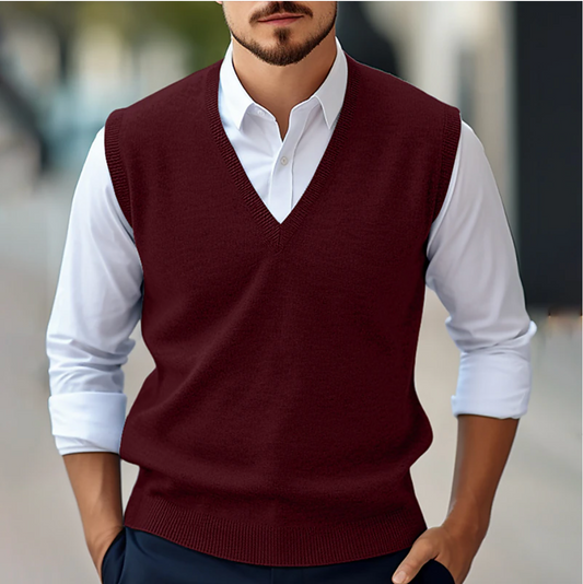 Sleeveless Sweater Vest for Men | Tailored Fit | Red