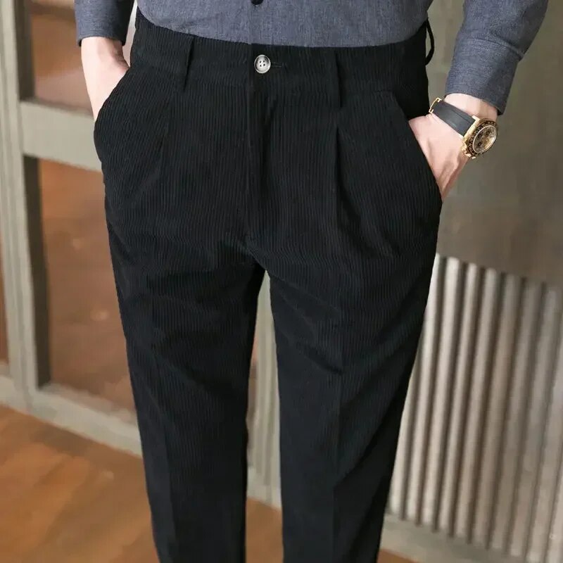 Slim Corduroy Trouser for Men | Modern Fit | Black