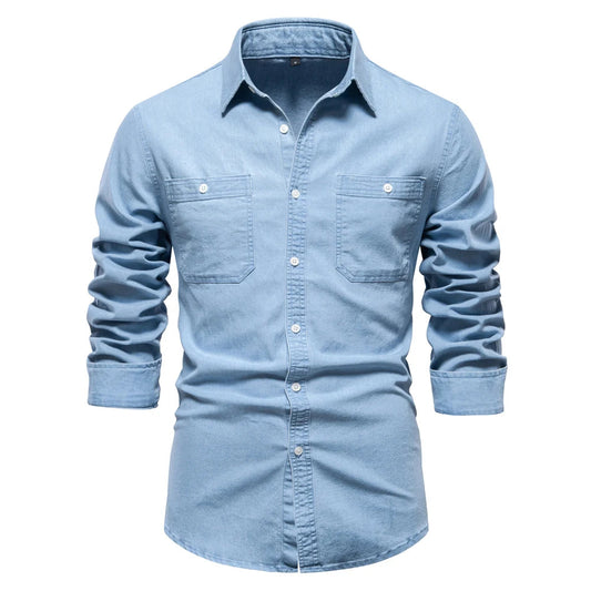 Slim Fit Long Sleeve Shirt for Men | Classic Collar | Light blue