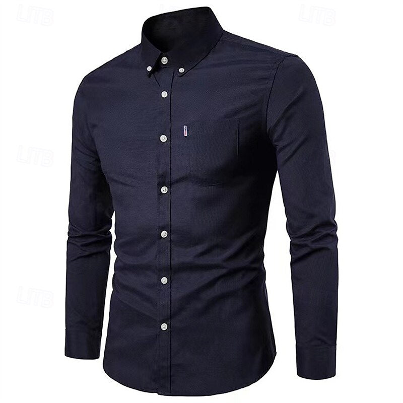 Slim Fit Long Sleeve Shirt for Men | Lightweight | Black