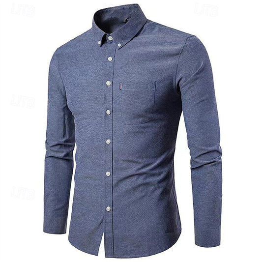 Slim Fit Long Sleeve Shirt for Men | Lightweight | Blue gray