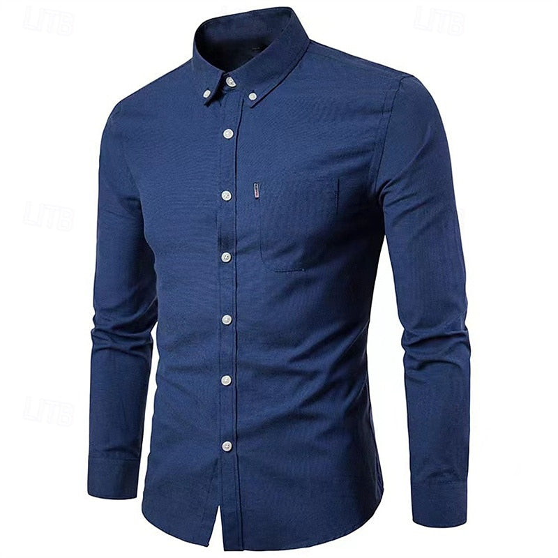 Slim Fit Long Sleeve Shirt for Men | Lightweight | Navy blue