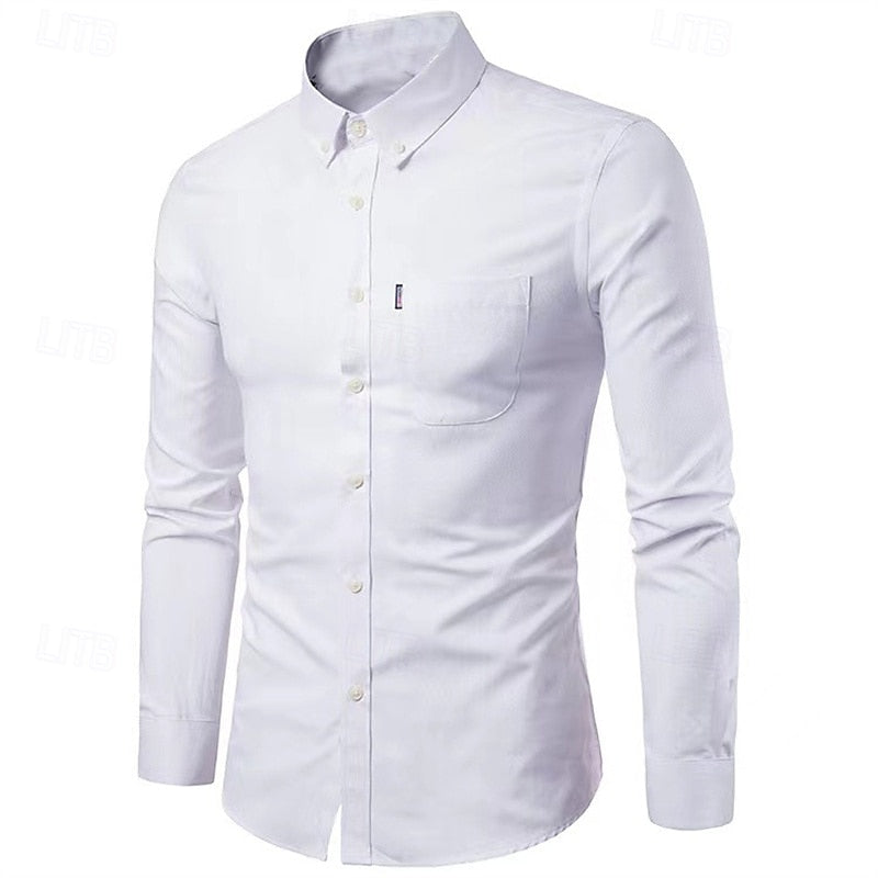 Slim Fit Long Sleeve Shirt for Men | Lightweight | white