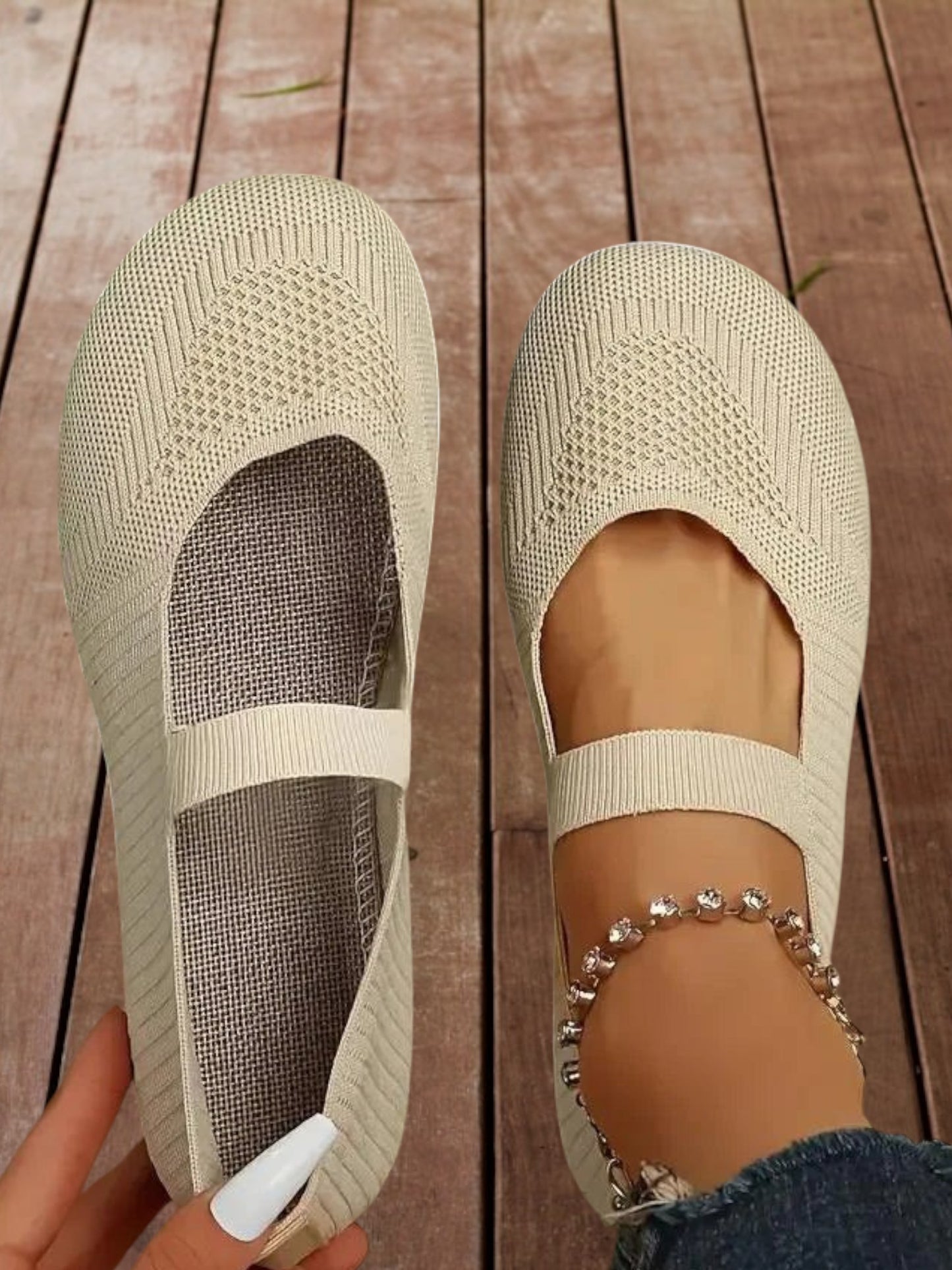 Slip-On Women's Shoes with Cushioned Insole and Non-Slip Sole | Beige
