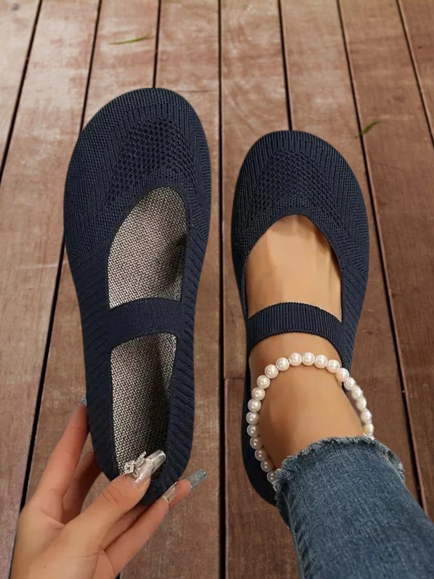 Slip-On Women's Shoes with Cushioned Insole and Non-Slip Sole | Navy Blue