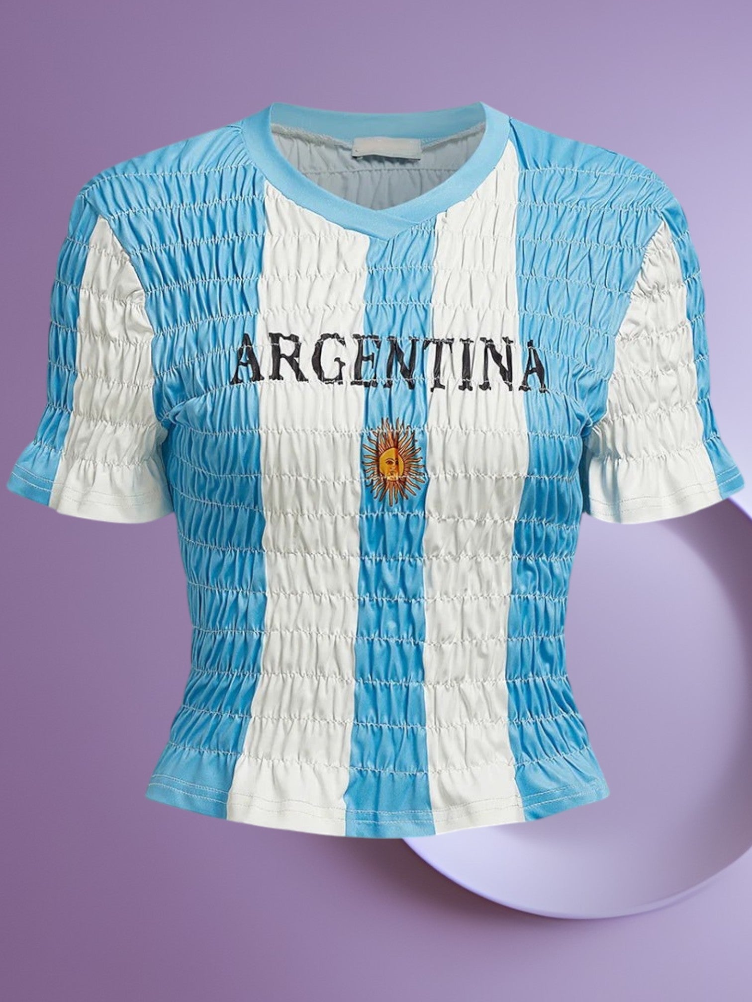 Sofia | Stylish Women's T-Shirt with Breathable Cotton Blend and Argentine-Inspired Print | Blue White