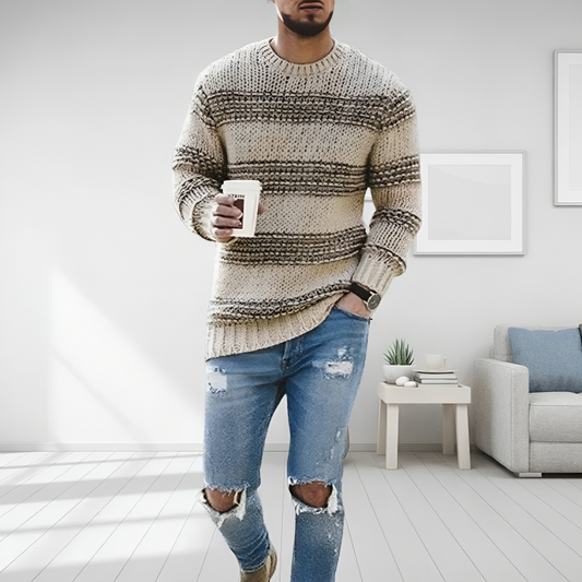 Soft Knit Men's Sweater | Timeless Design  Khaki