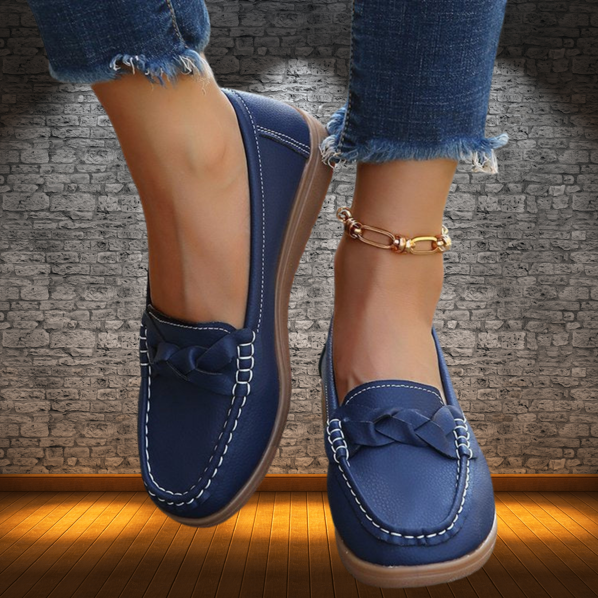 Soft Leather Slip-On Loafers – Timeless Black Style for Daily Wear | Blue