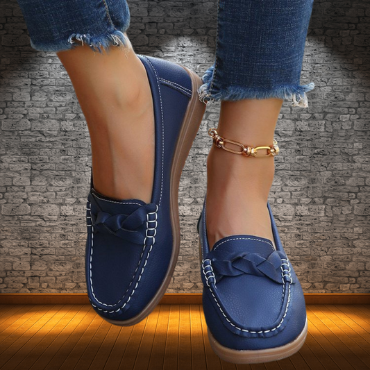 Soft Leather Slip-On Loafers – Timeless Black Style for Daily Wear | Blue