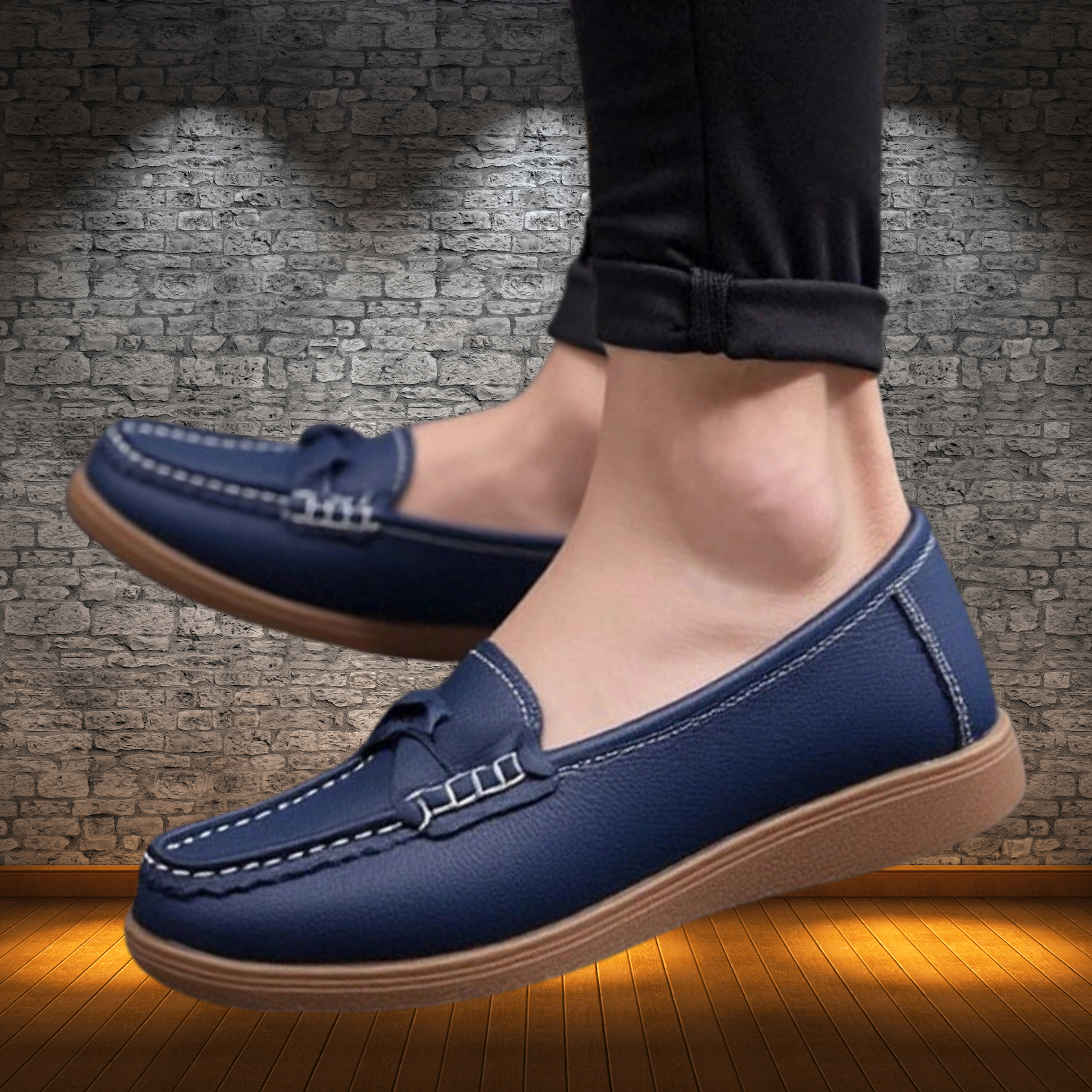 Soft Leather Slip-On Loafers – Timeless Black Style for Daily Wear | Blue 2