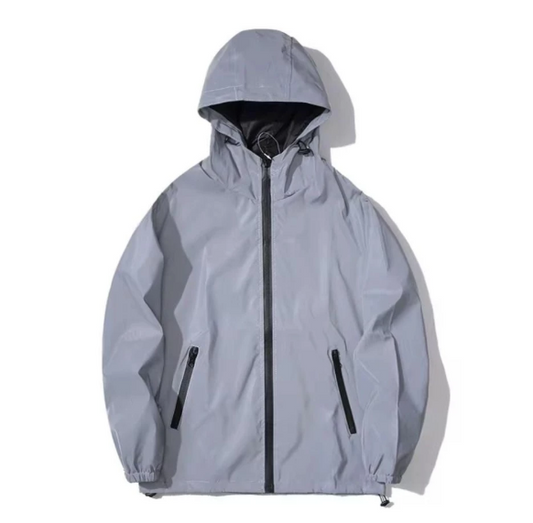 Softshell Lightweight Jacket | Hooded, Water-Resistant | Light Gray